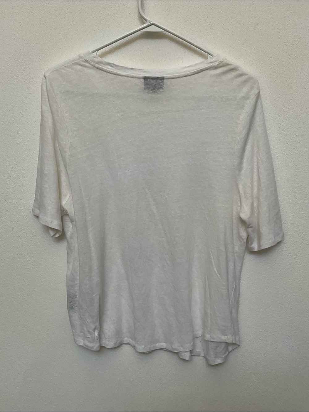 Whowhatwear 100% Linen White Short Sleeve Top Size X Spring Light Basic - Picture 3 of 3